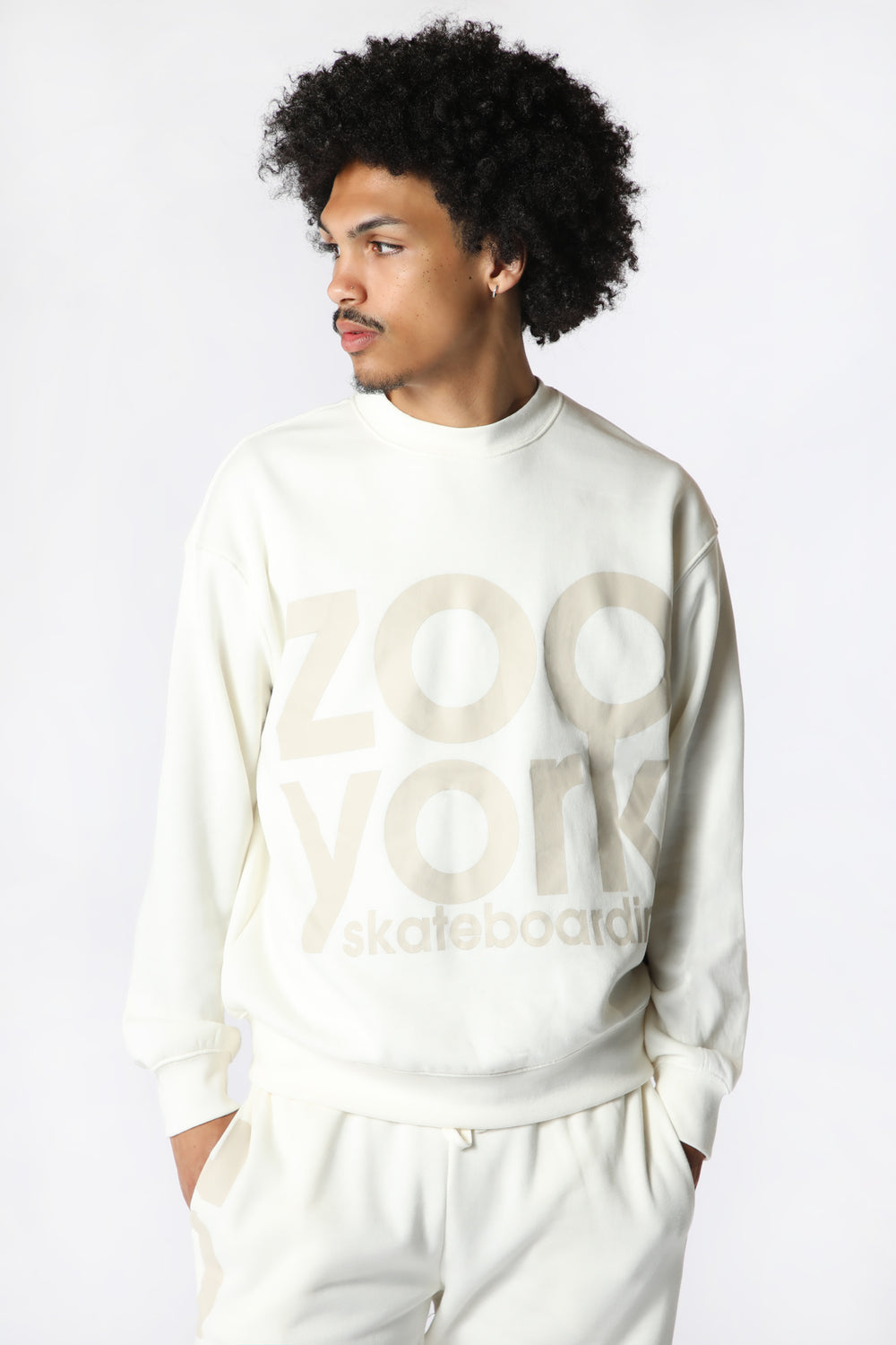 Sweatshirt Imprimé Logo Zoo York Unisexe Blanc casse