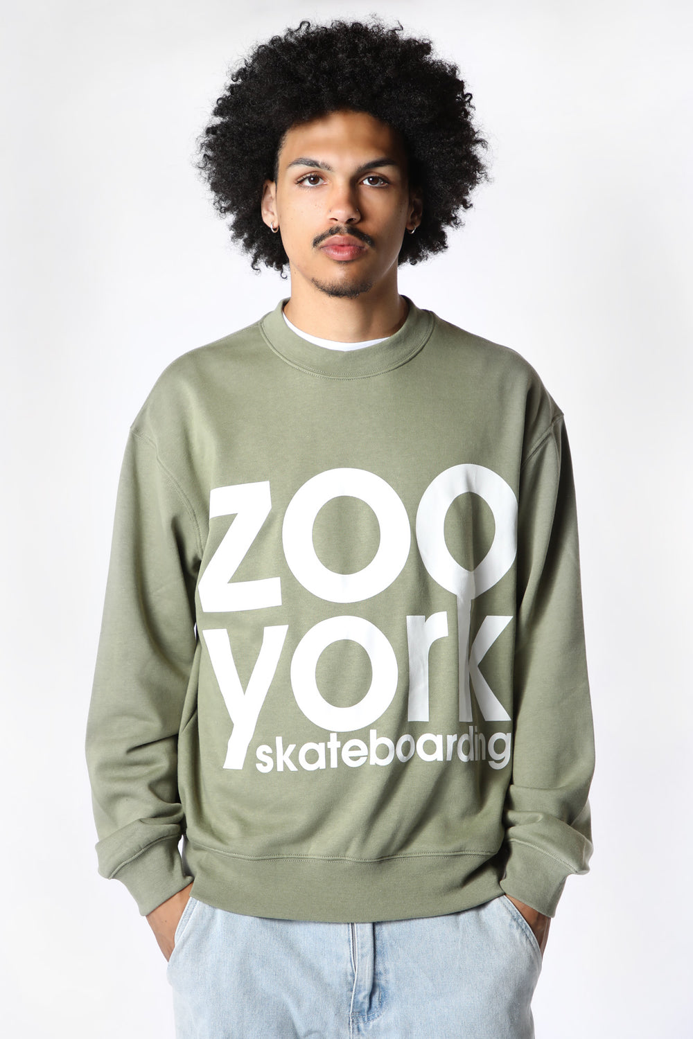 Sweatshirt Imprimé Logo Zoo York Unisexe Sauge