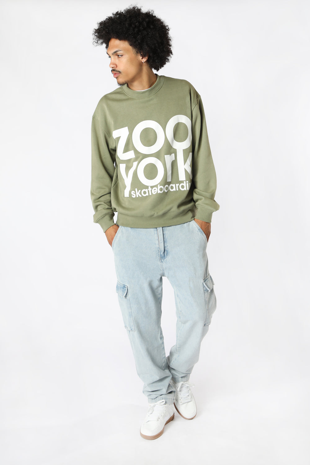 Sweatshirt Imprimé Logo Zoo York Unisexe Sauge