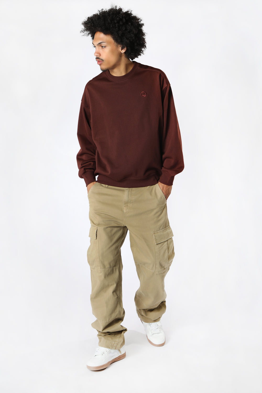 Amnesia Mens Solid Crew Sweatshirt Fuchsia