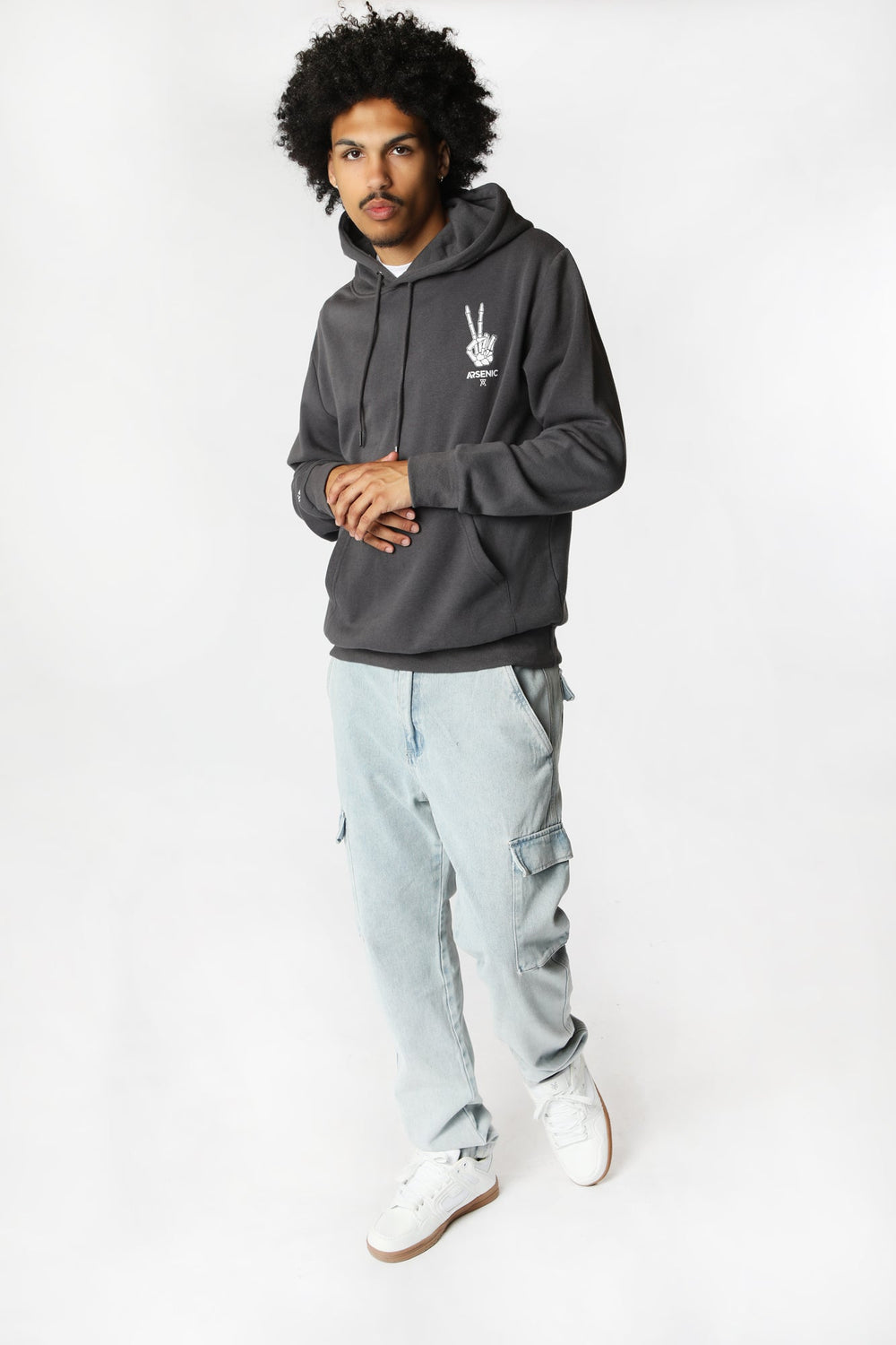 Arsenic Mens Peace Off Hoodie Dark Grey