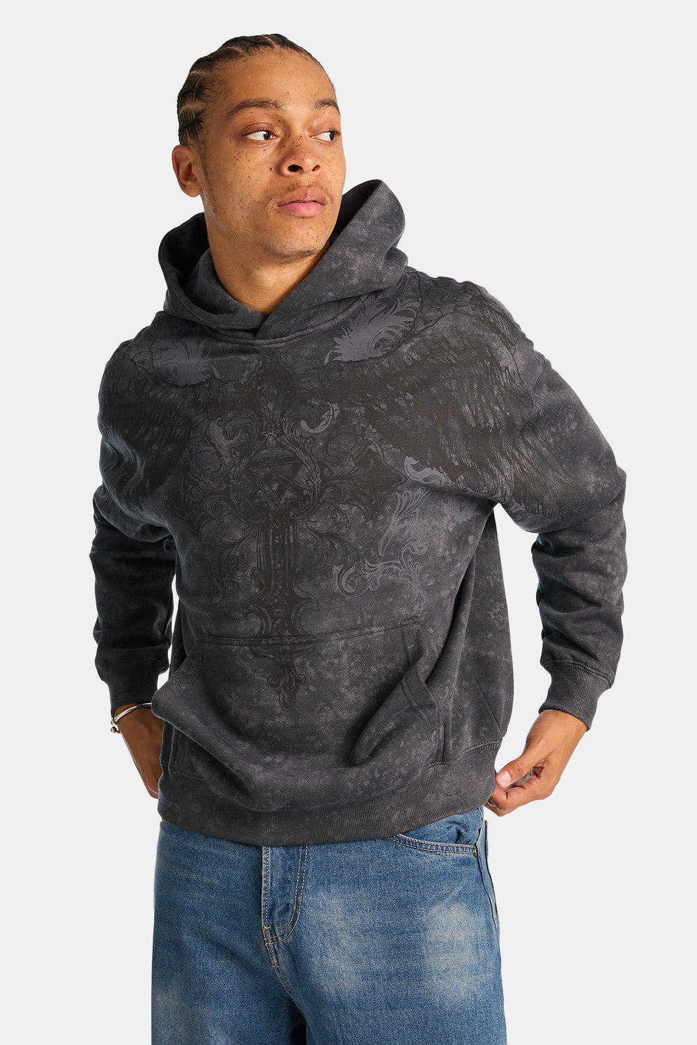 Arsenic Cross Washed Boxy Hoodie Arsenic Cross Washed Boxy Hoodie