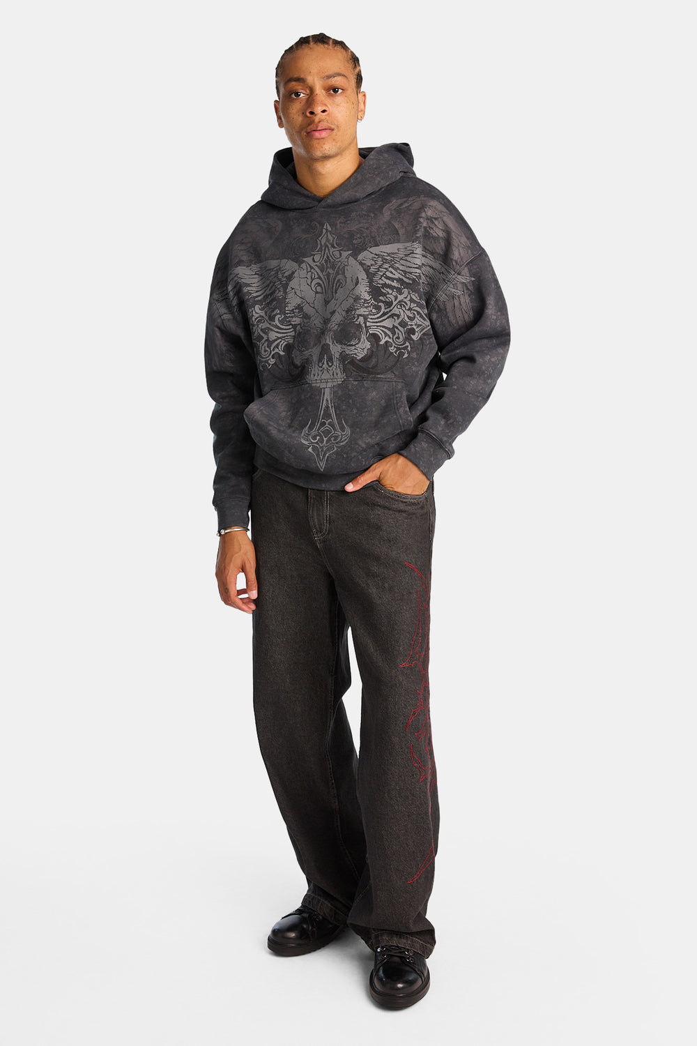 Arsenic Skull & Wings Washed Boxy Hoodie Arsenic Skull & Wings Washed Boxy Hoodie