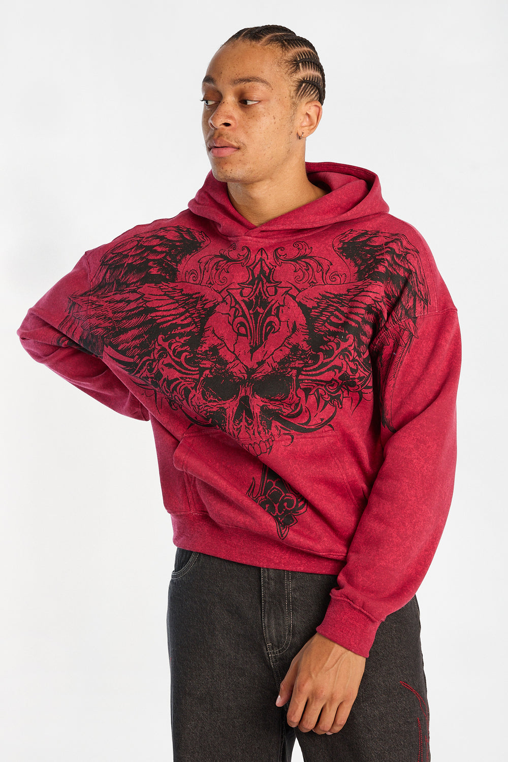 Arsenic Skull & Wings Washed Boxy Hoodie Arsenic Skull & Wings Washed Boxy Hoodie