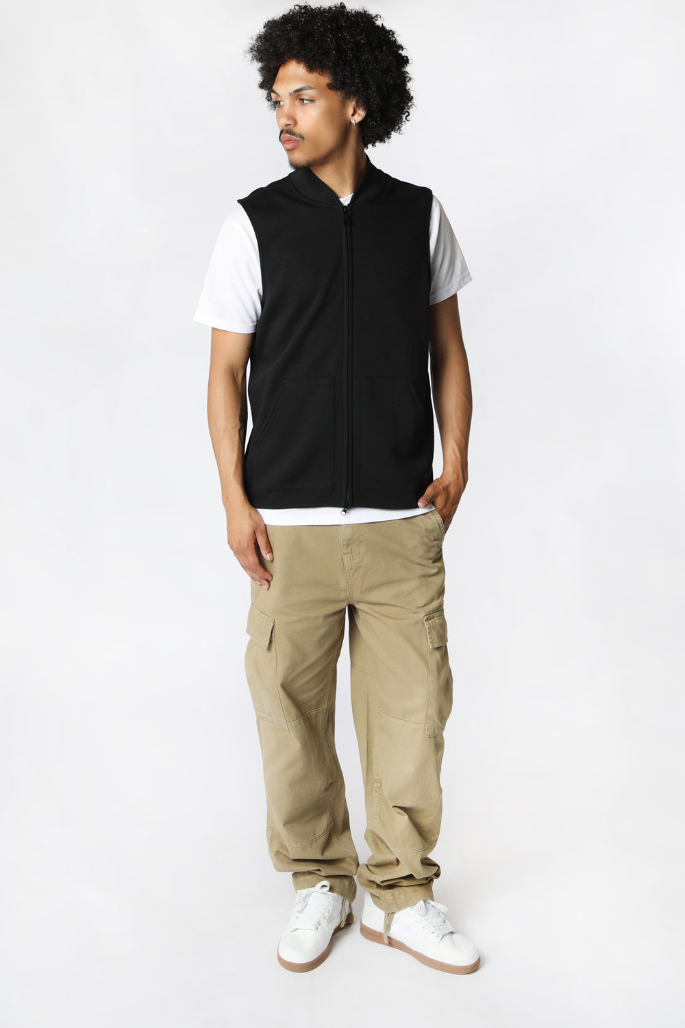 Amnesia Mens Zip-Up Fleece Vest Black