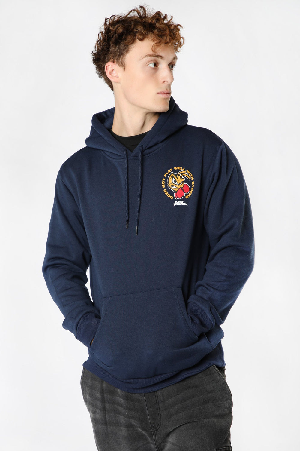 No Fear Mens Boxer Bee Hoodie Navy
