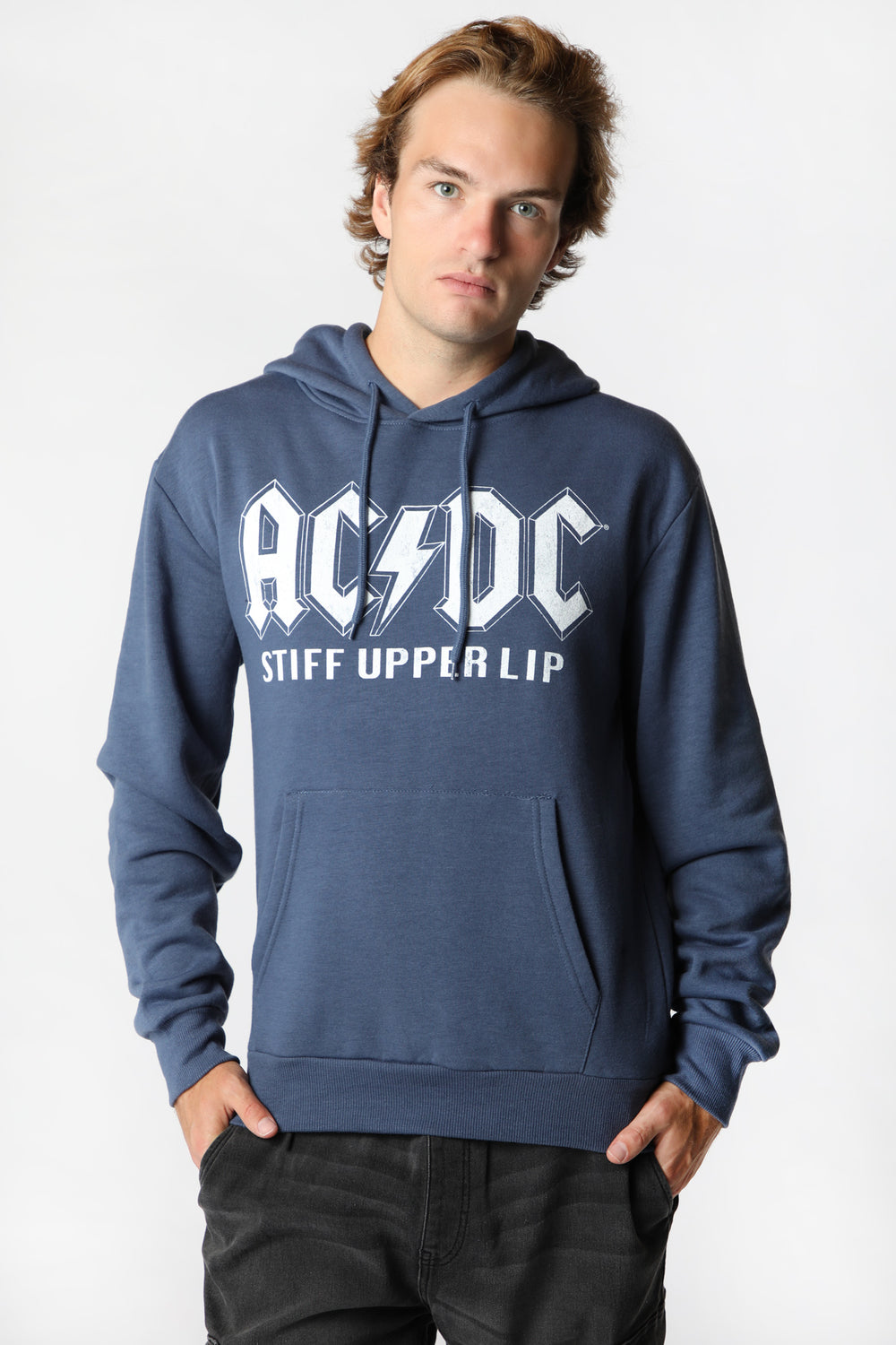 Mens AC/DC Stiff Upper Lip Hoodie Dark Blue