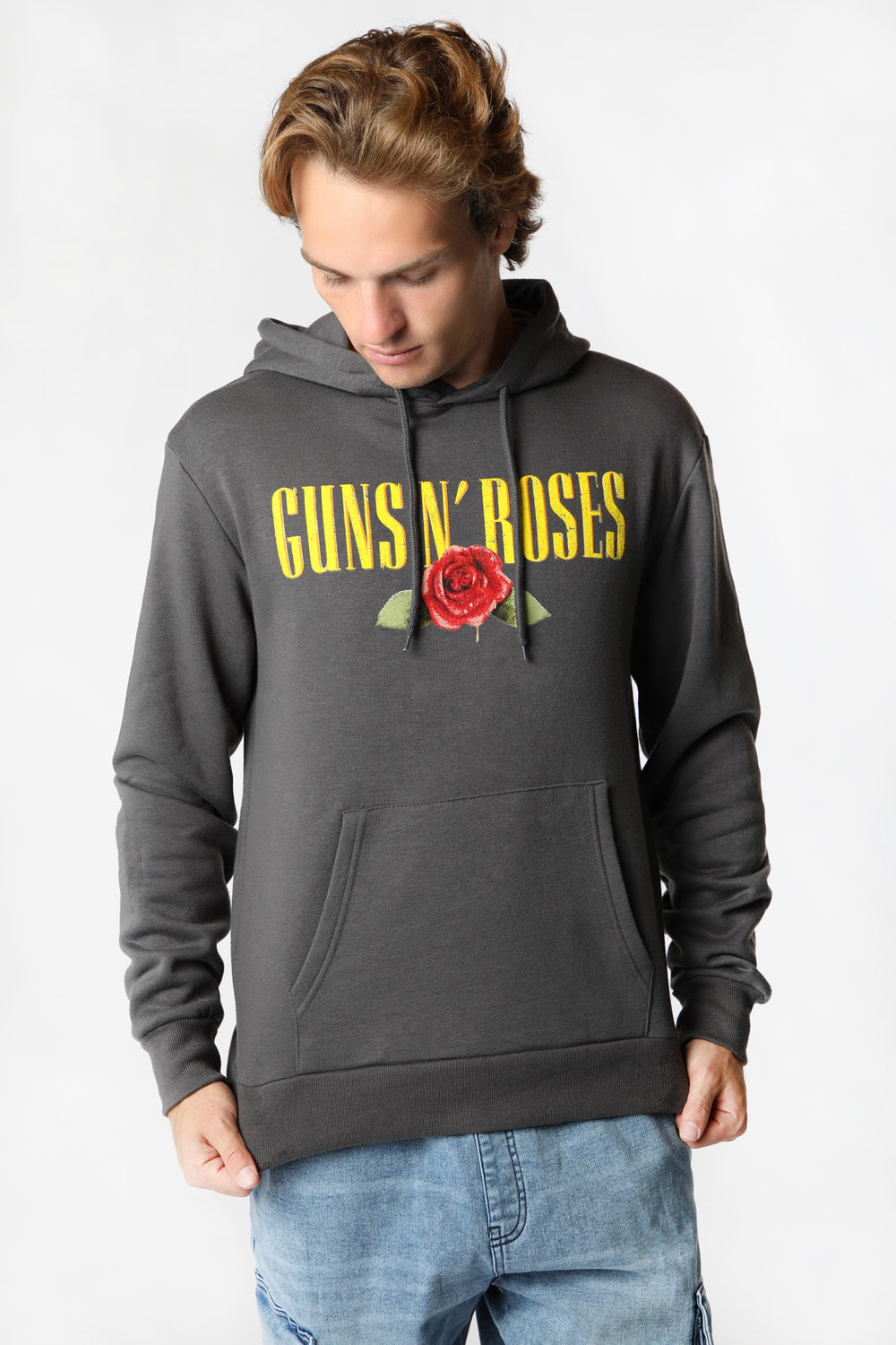 Haut à Capuchon Imprimé Guns N' Roses Homme Gris fonce