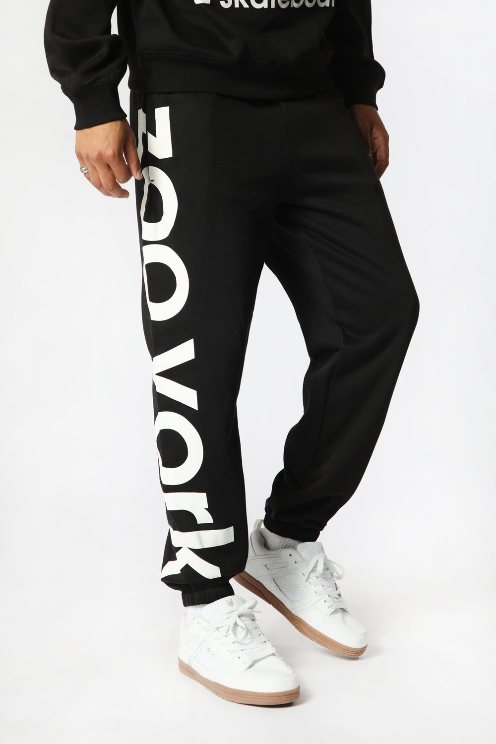 Jogger En Molleton Imprimé Logo Zoo York Unisexe Noir
