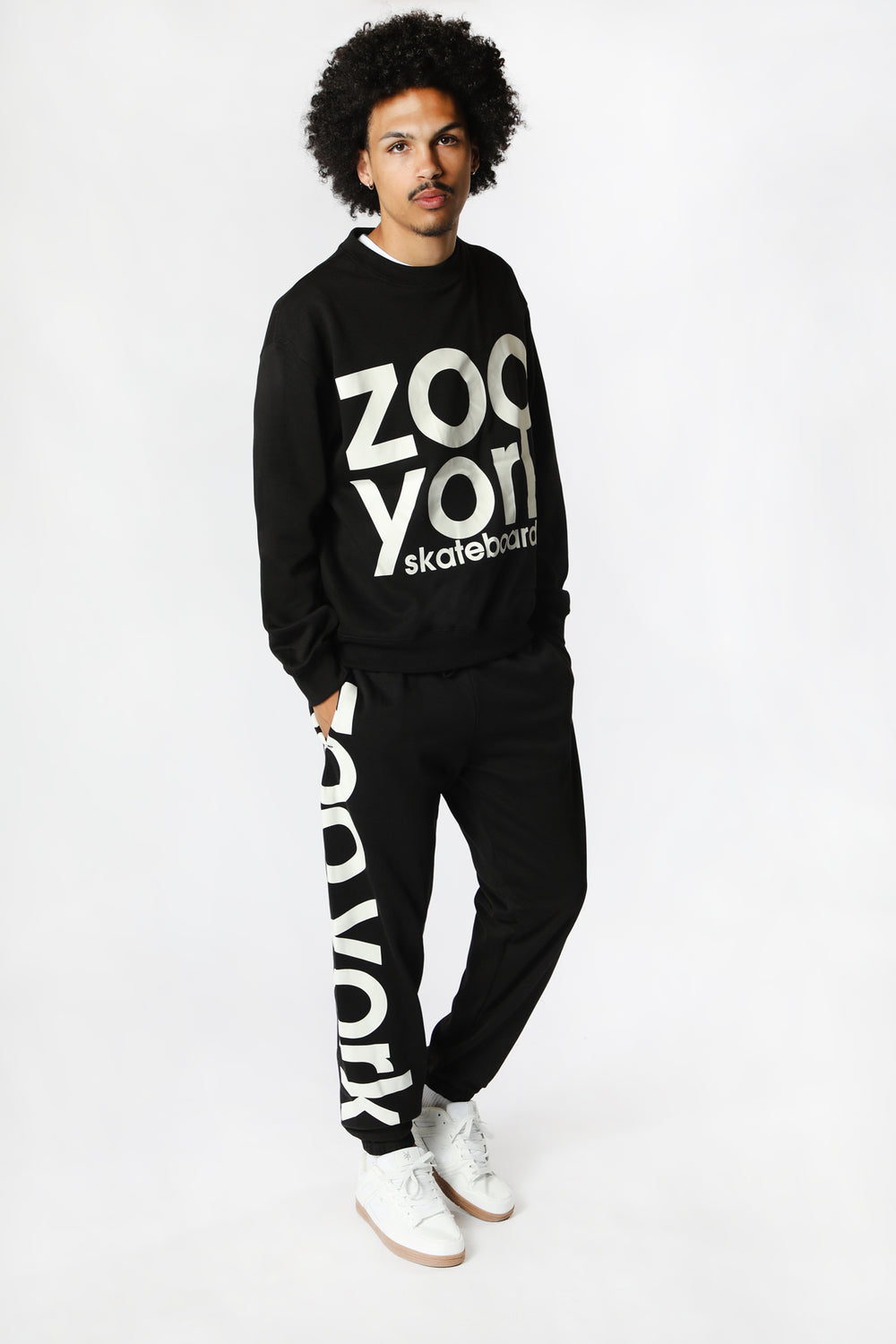 Jogger En Molleton Imprimé Logo Zoo York Unisexe Noir