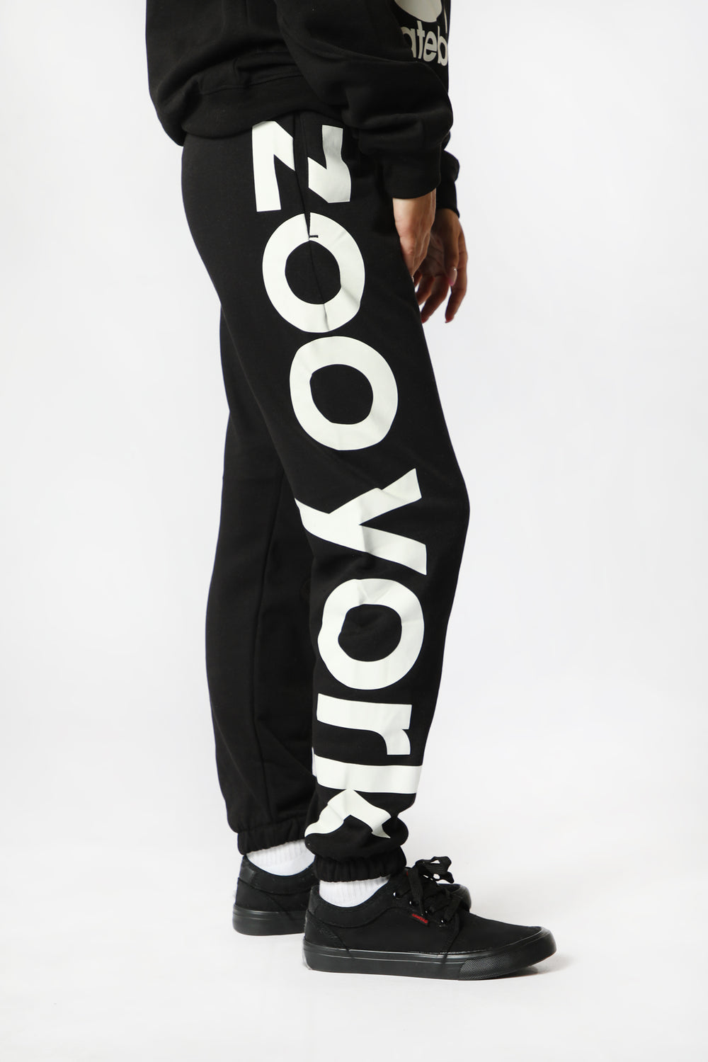 Jogger En Molleton Imprimé Logo Zoo York Unisexe Noir