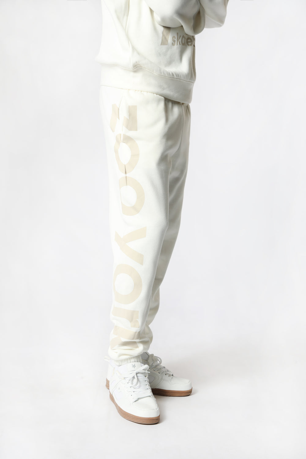 Jogger En Molleton Imprimé Logo Zoo York Unisexe Blanc casse