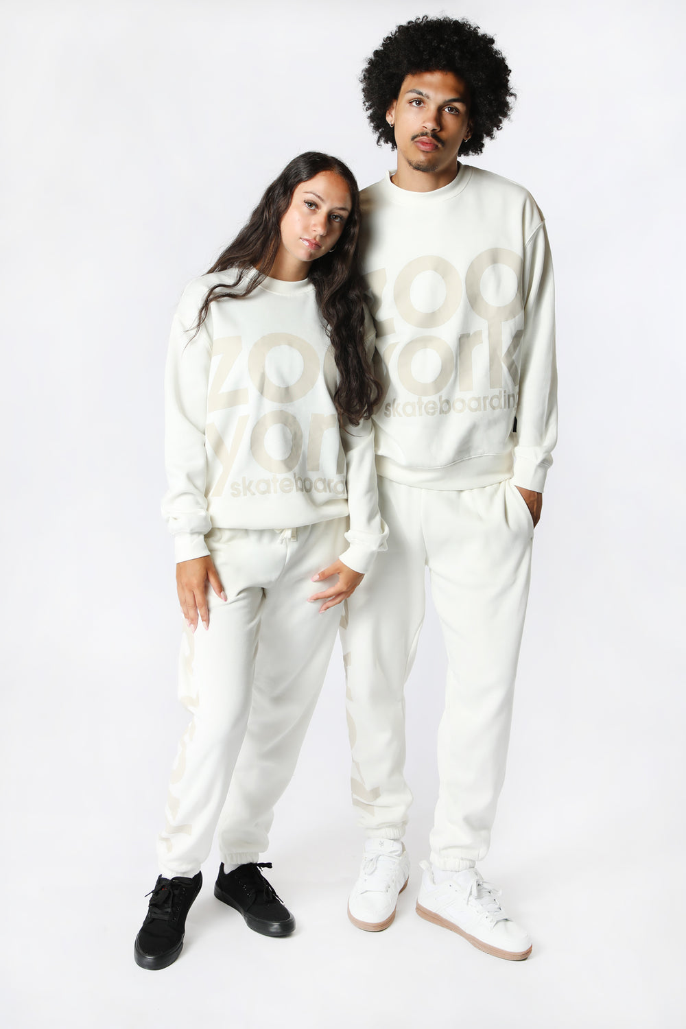 Jogger En Molleton Imprimé Logo Zoo York Unisexe Blanc casse