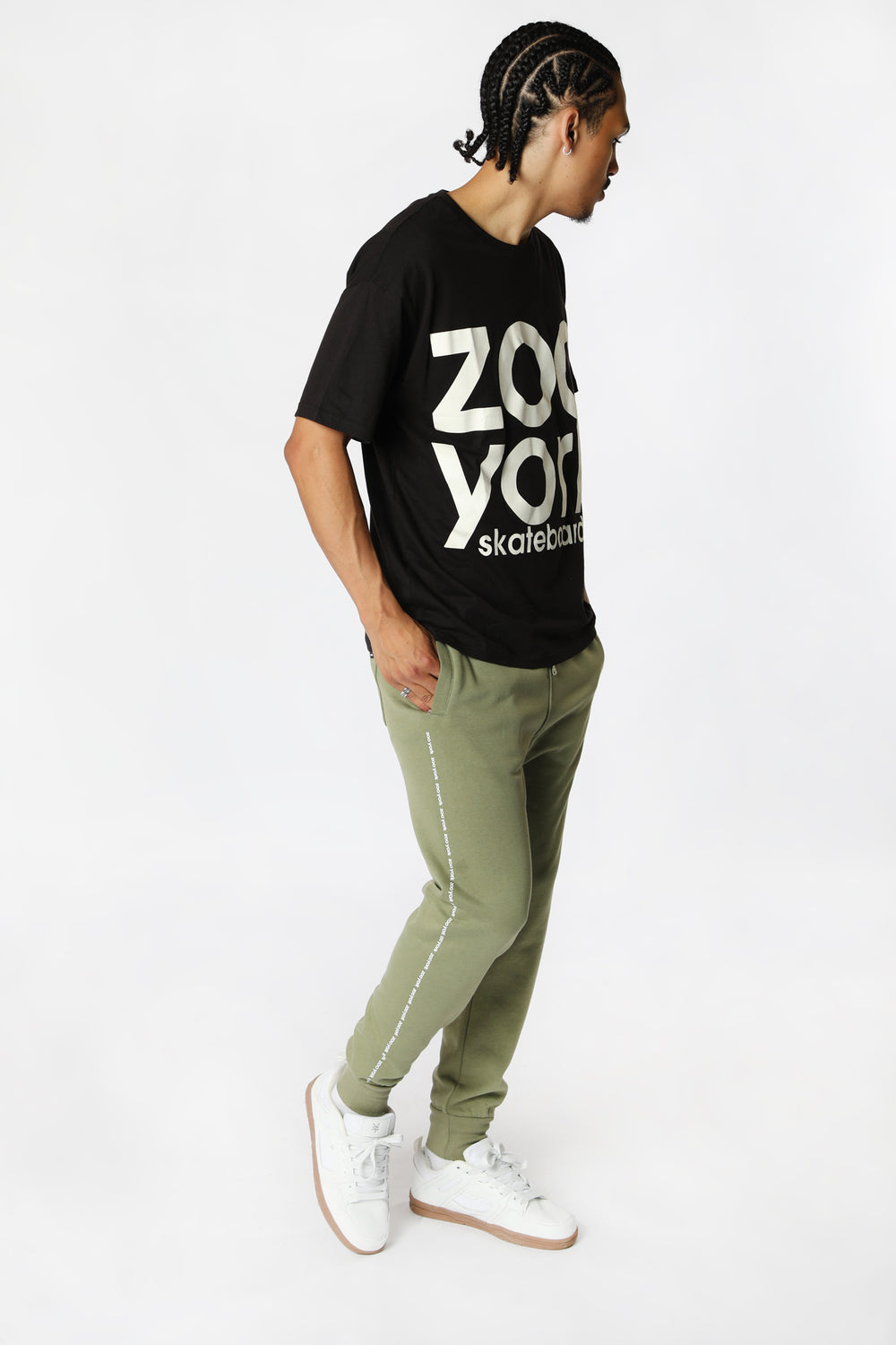 Jogger en Molleton Imprimé Logos Zoo York Unisexe Sauge