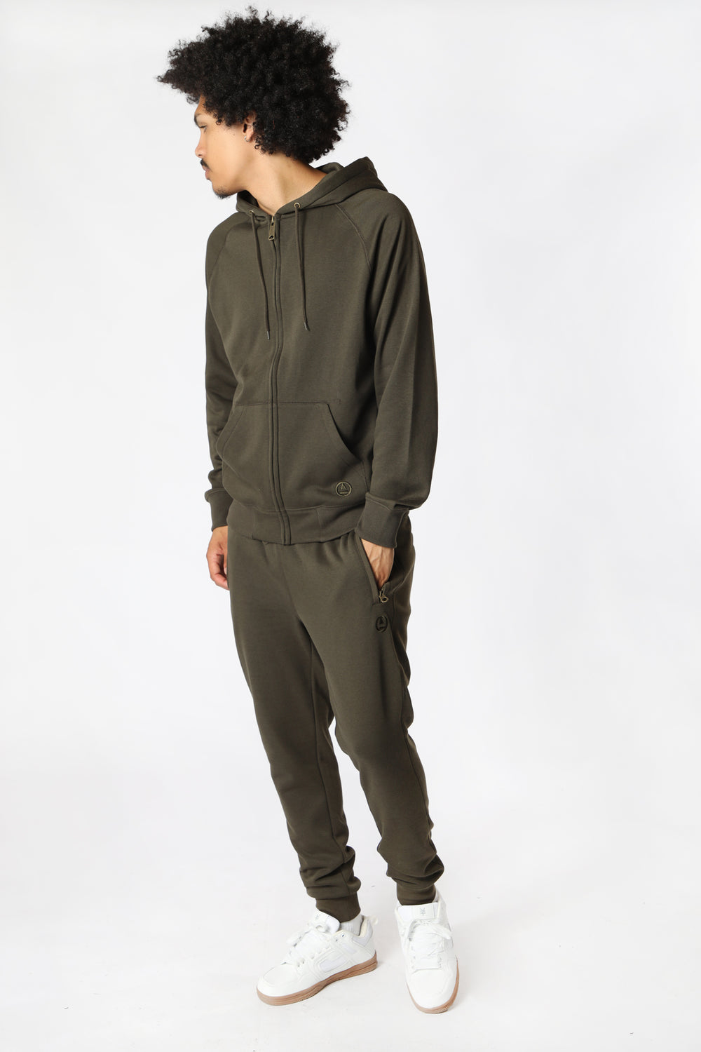 Amnesia Mens Zip Fleece Jogger Hunter Green