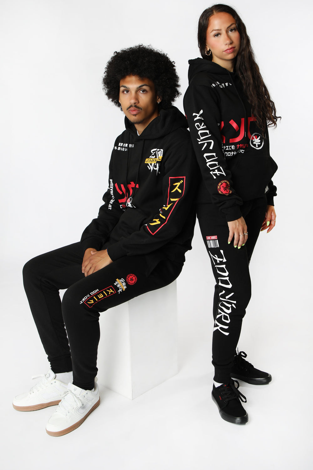 Jogger en Molleton Imprimé Kanji Zoo York Unisexe Noir