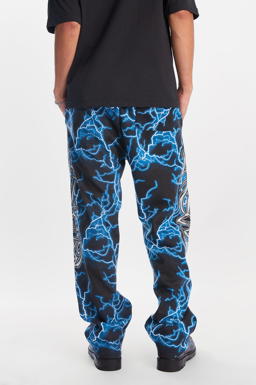 Pantalon en molleton ample imprimé d'éclairs Arsenic Pantalon en molleton ample imprimé d'éclairs Arsenic