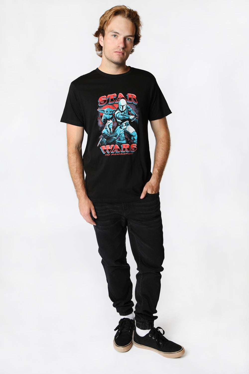 T-Shirt Imprimé Star Wars Mandalorian Homme Noir