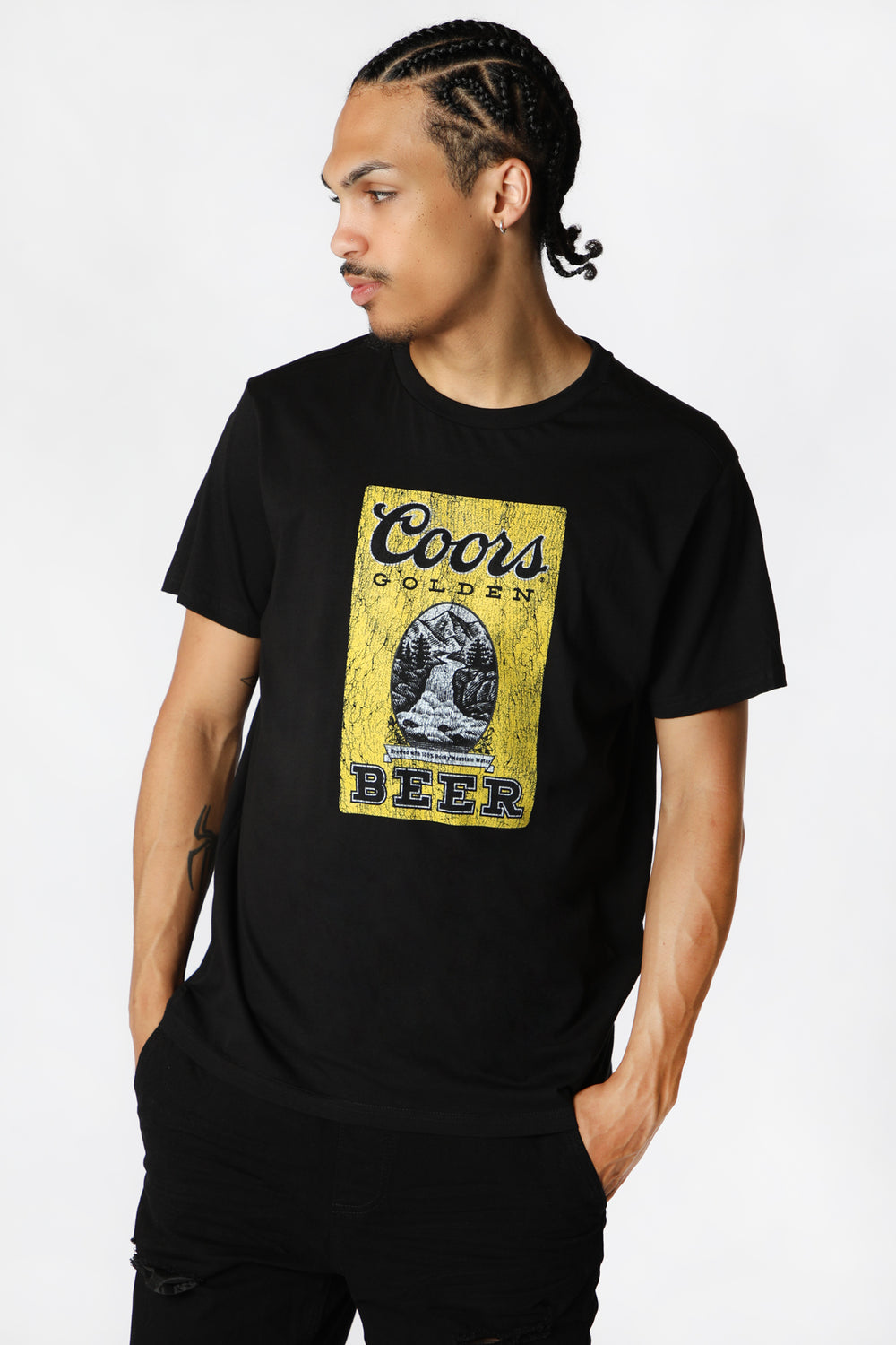 T-Shirt Imprimé Coors Golden Beer Homme Noir