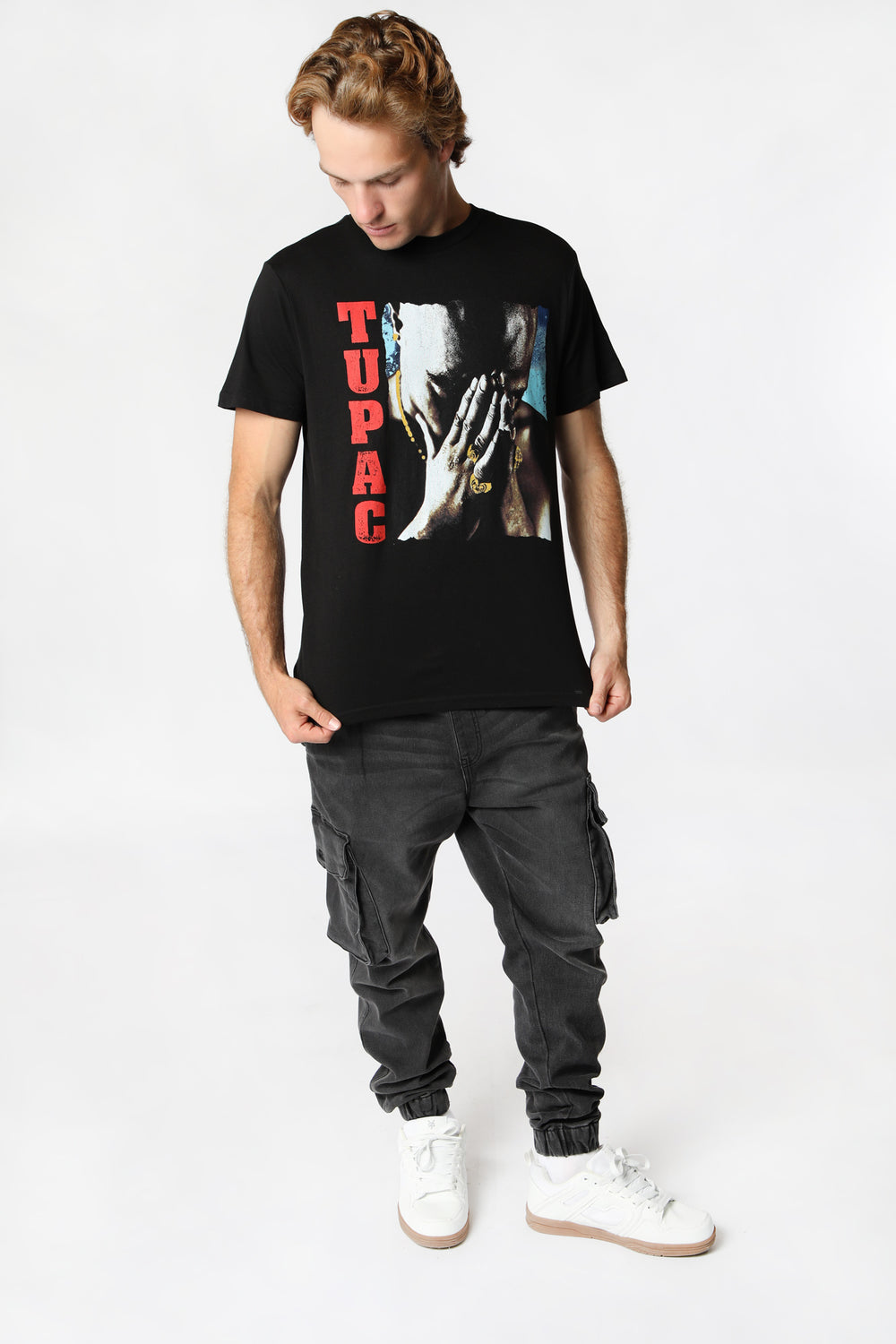T-Shirt Imprimé Tupac Homme Noir