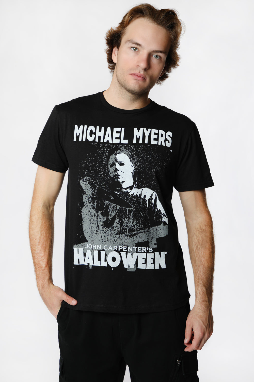 T-Shirt Imprimé Halloween Michael Myers Homme Noir
