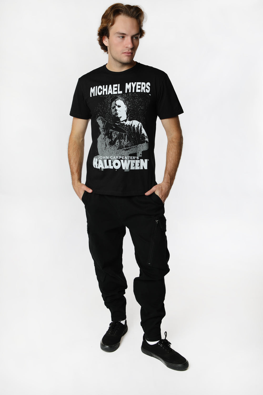 T-Shirt Imprimé Halloween Michael Myers Homme Noir