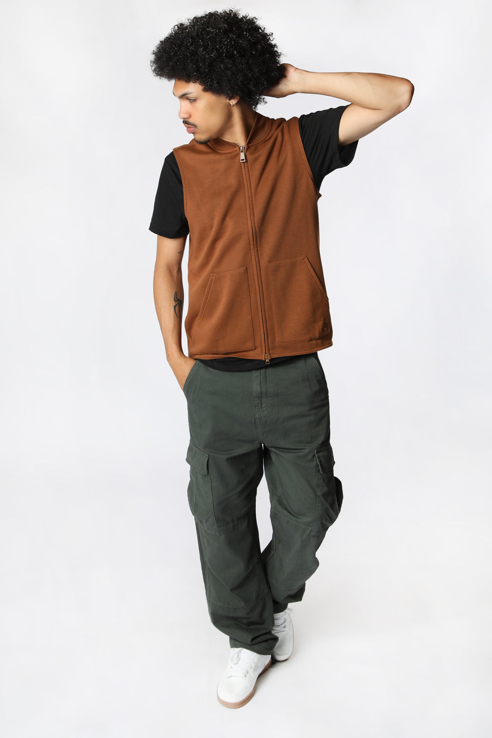 Amnesia Mens Cotton Cargo Pant Dark Green