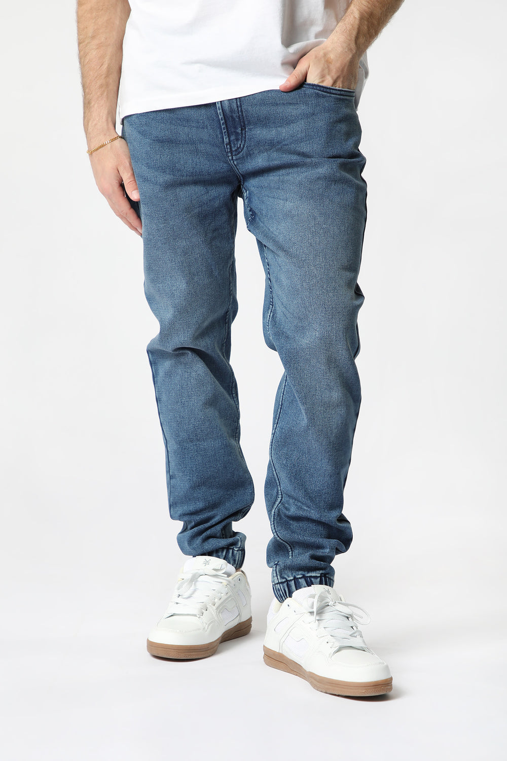 Zoo York Mens Distressed Denim Jogger Navy Blue