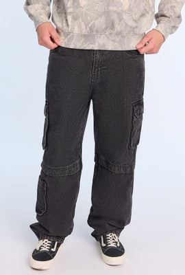 Jean cargo délavé noir homme