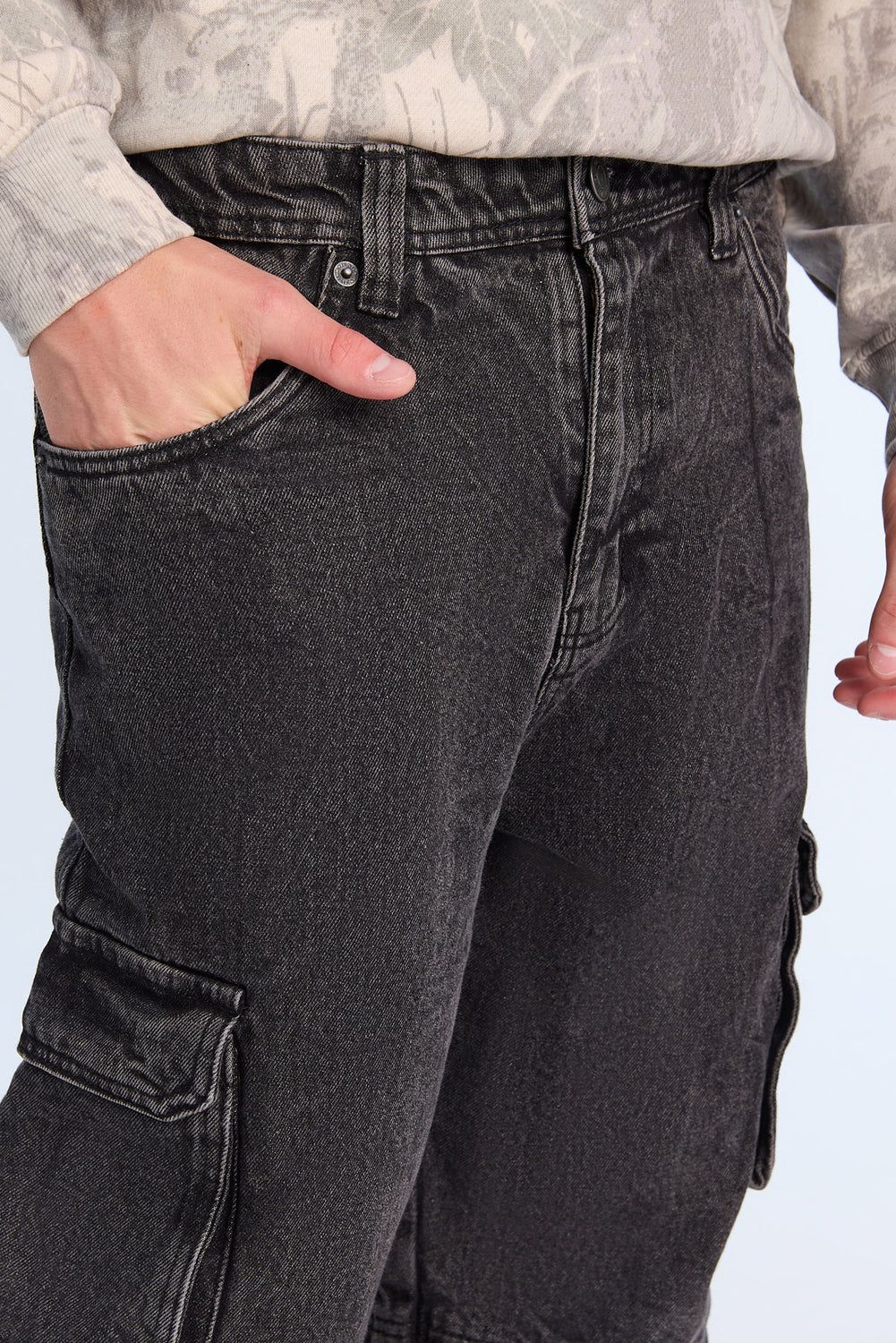 Jean cargo délavé noir homme Jean cargo délavé noir homme