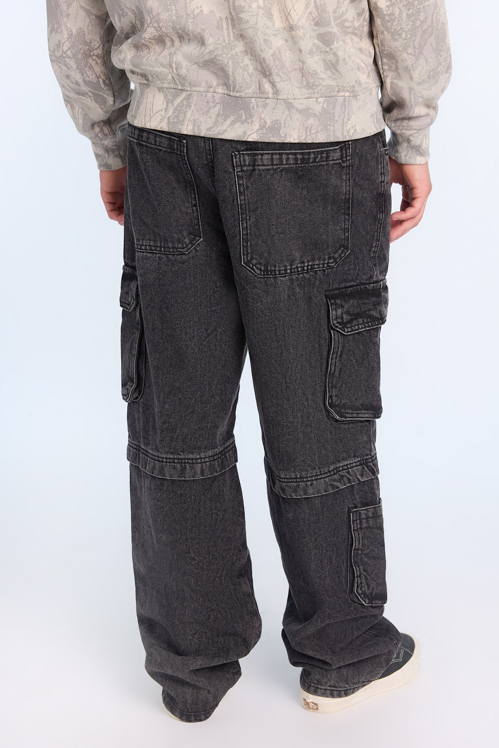 Jean cargo délavé noir homme Jean cargo délavé noir homme