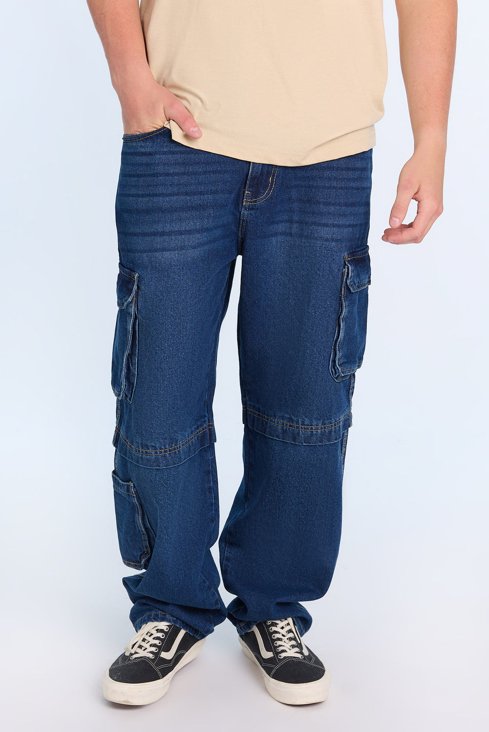Jean cargo délavé foncé homme Jean cargo délavé foncé homme
