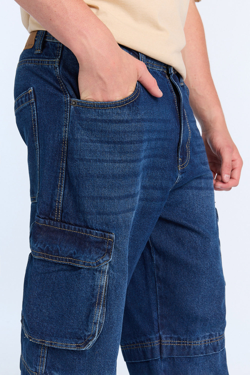 Jean cargo délavé foncé homme Jean cargo délavé foncé homme