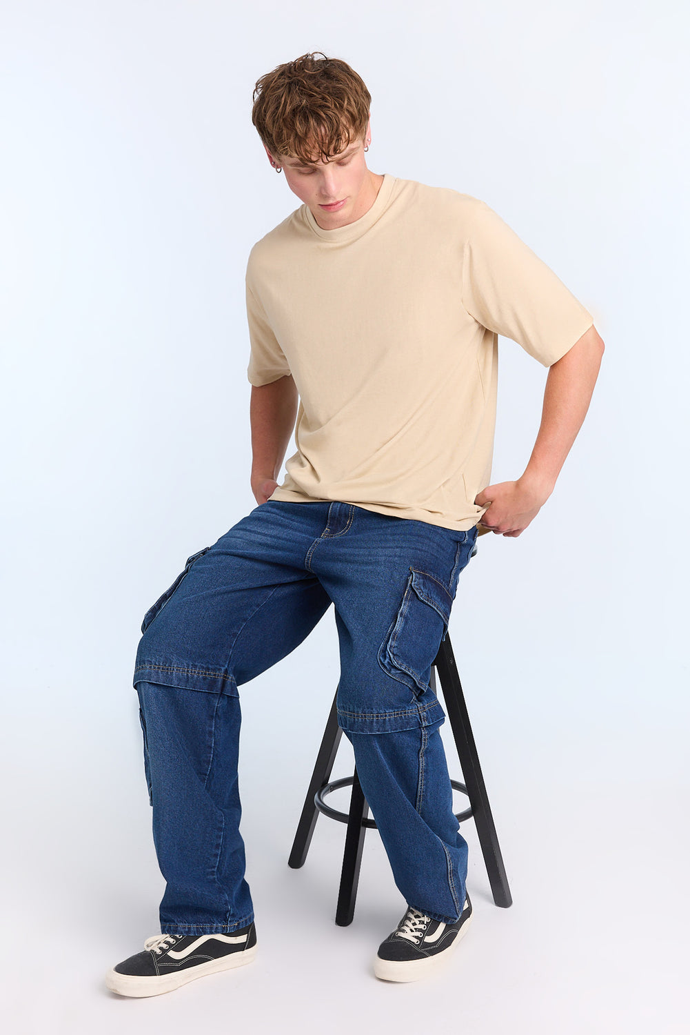 Jean cargo délavé foncé homme Jean cargo délavé foncé homme
