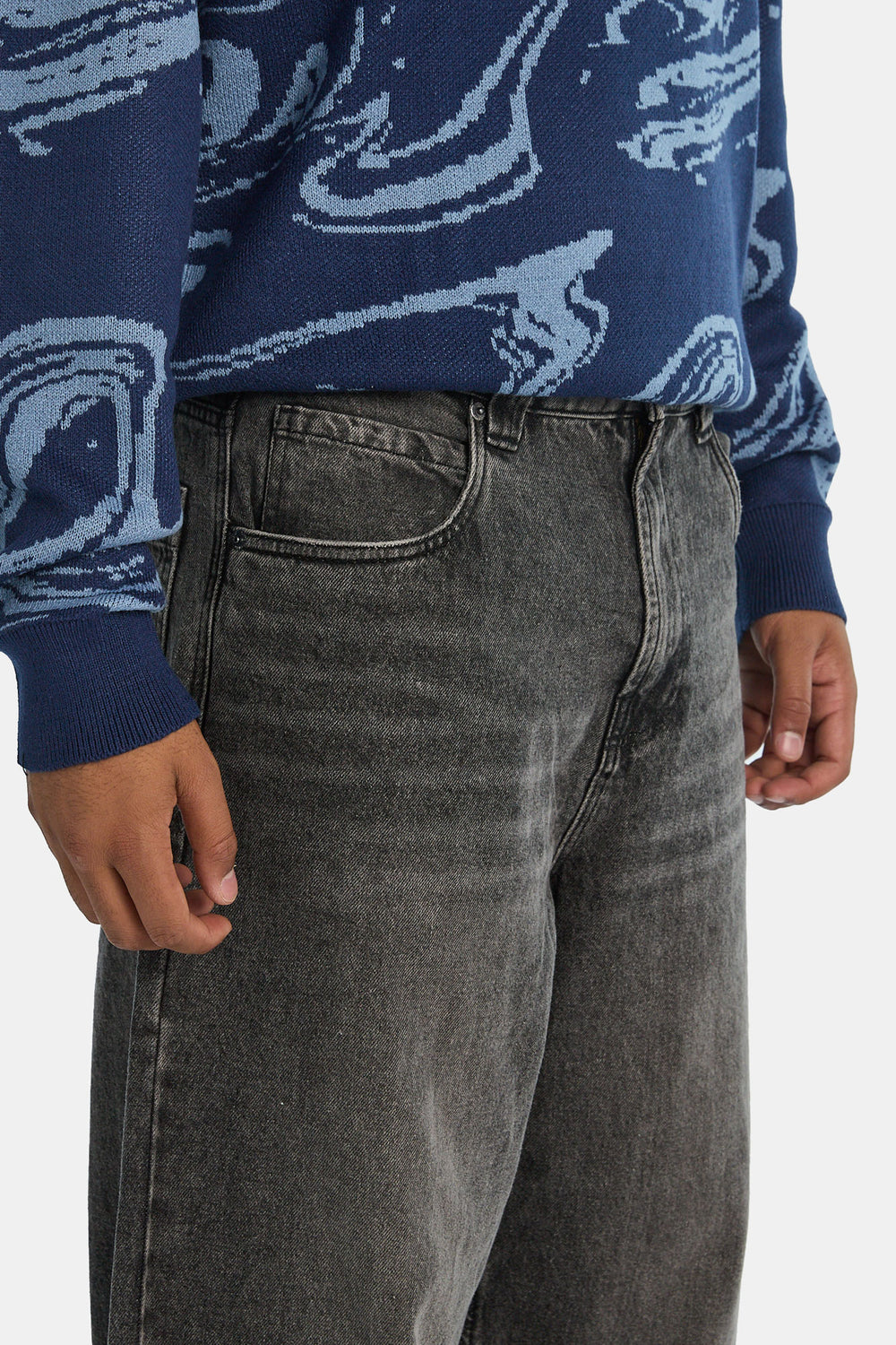 Jean super ample délavé noir homme Jean super ample délavé noir homme