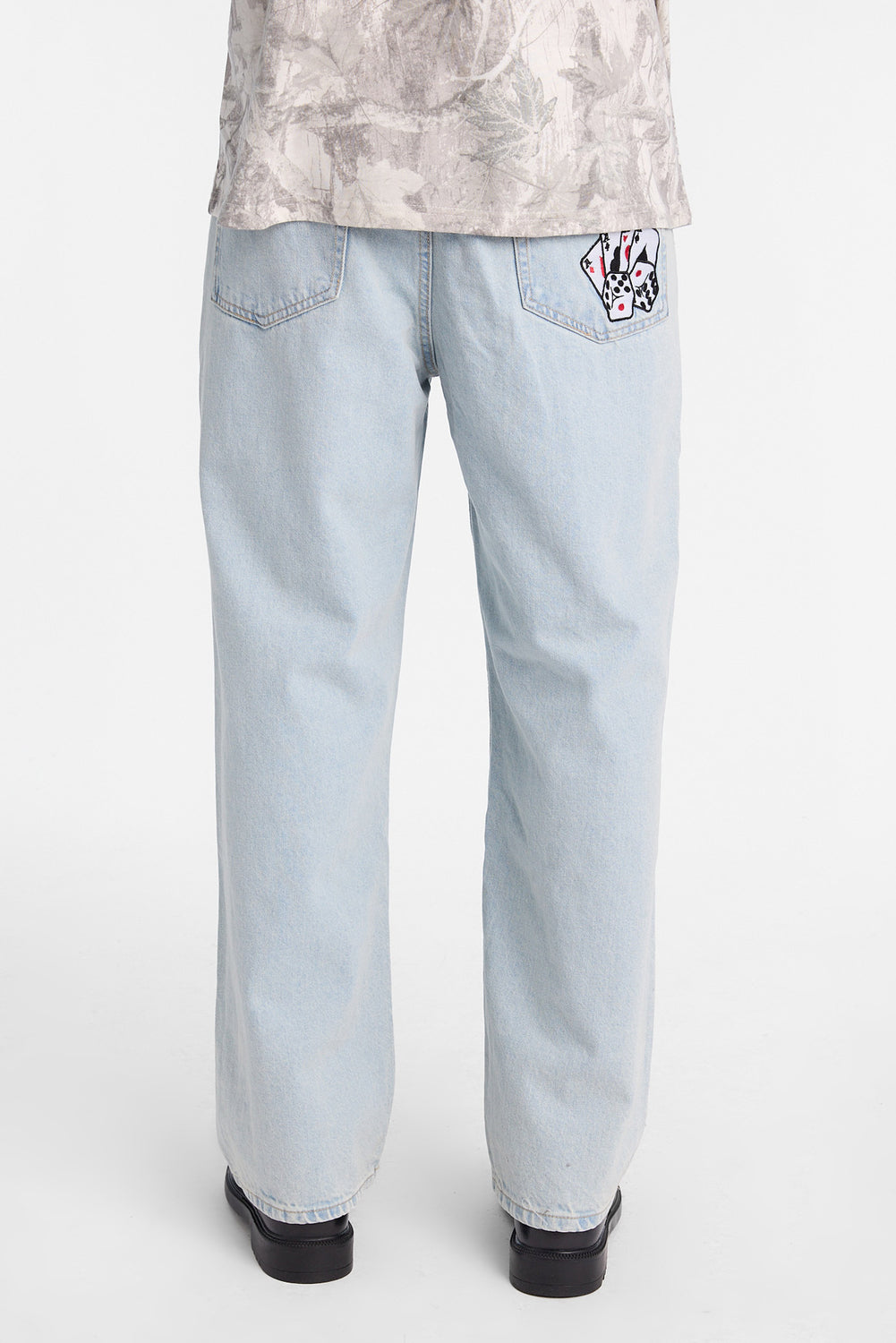 Mens Baggy Light Stonewash Embroidered Jeans Mens Baggy Light Stonewash Embroidered Jeans