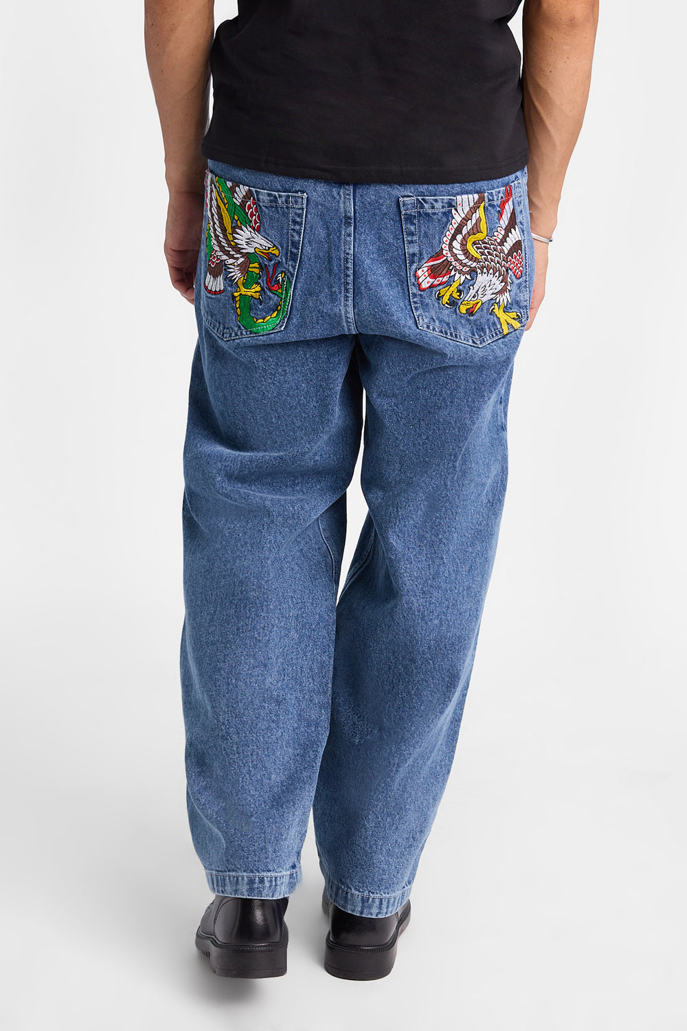 Mens Baggy Skater Embroidered MSW Jeans Mens Baggy Skater Embroidered MSW Jeans