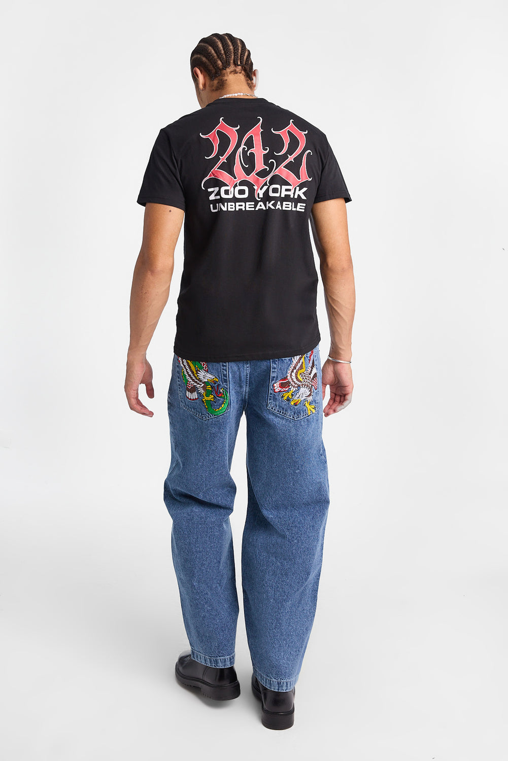 Mens Baggy Skater Embroidered MSW Jeans Mens Baggy Skater Embroidered MSW Jeans