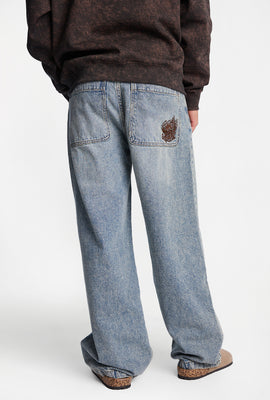 Jean ultra-ample brodé