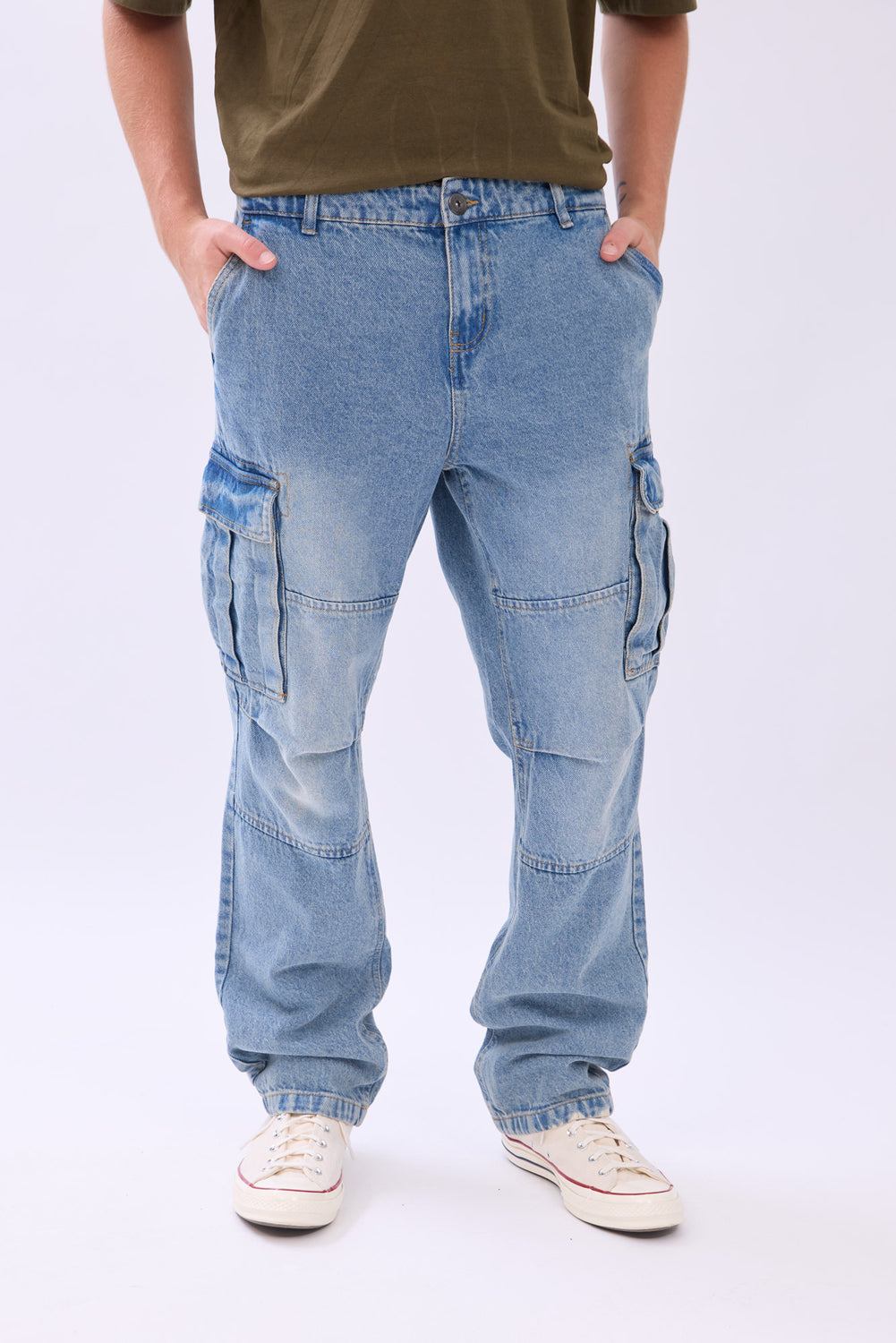 Arsenic Mens Light Wash Cargo Jeans Arsenic Mens Light Wash Cargo Jeans