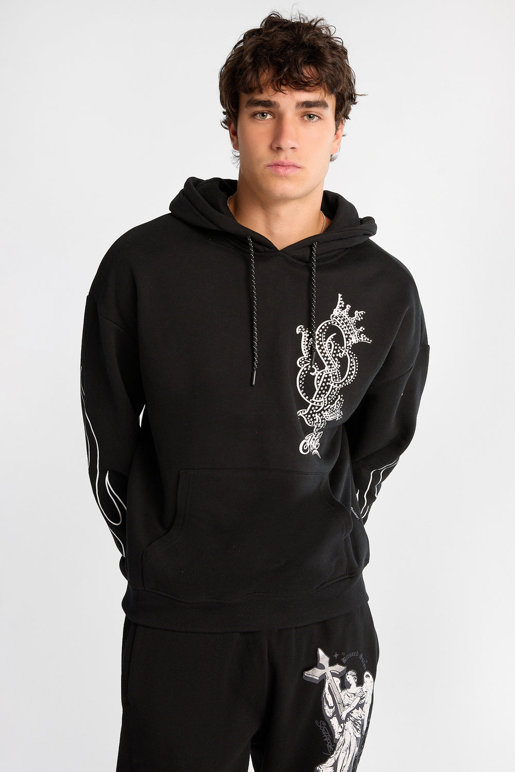 Southpole Rhinestones & Flames Graphic Hoodie Southpole Rhinestones & Flames Graphic Hoodie