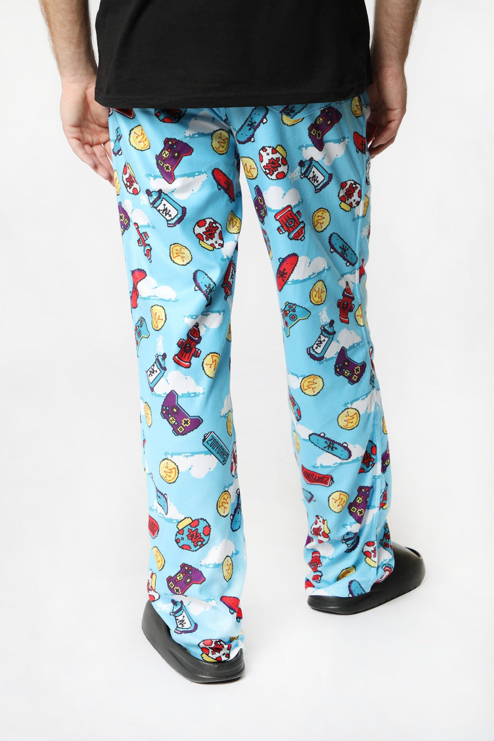 Zoo York Mens Gamer Print Pajama Bottoms Light Blue