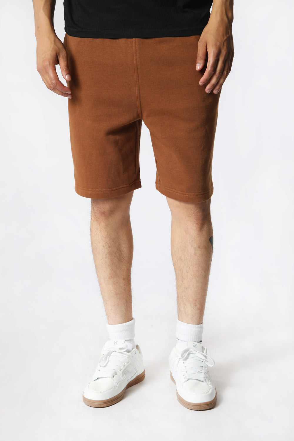 Amnesia Mens Basic Fleece Shorts Medium Brown