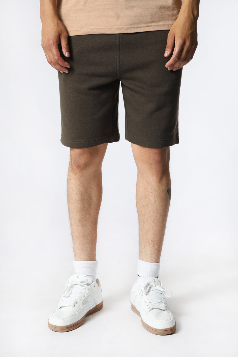 Amnesia Mens Basic Fleece Shorts Hunter Green