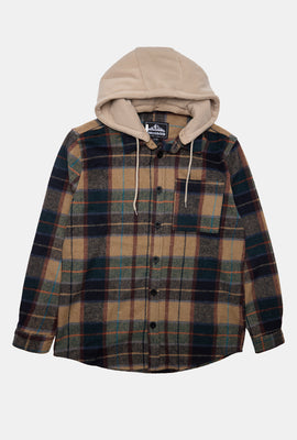 West49 Mens Hooded Plaid Shacket