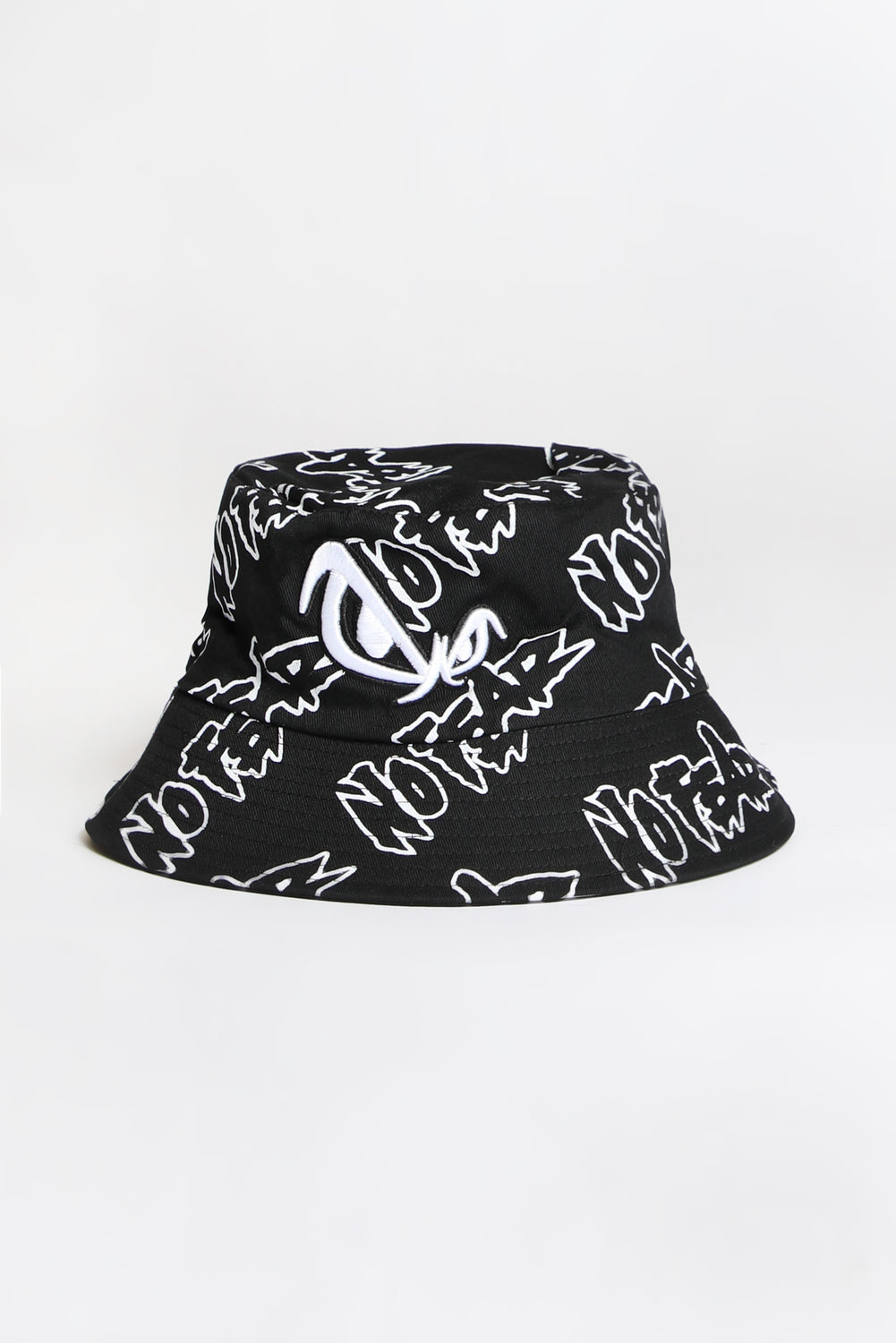No Fear Mens Reversible Patch Bucket Hat Black