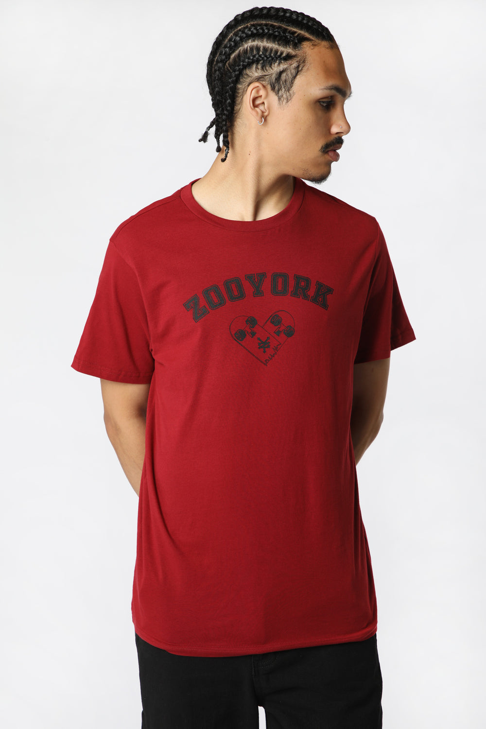 Zoo York Mens Skateboard Heart T-Shirt Dark Red