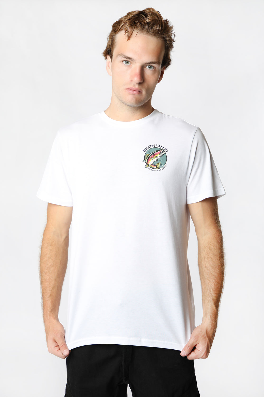 Death Valley Mens Bass Fish T-Shirt White
