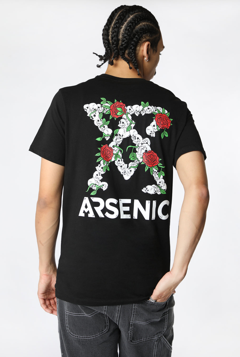 Arsenic Mens Skulls & Roses T-shirt Black
