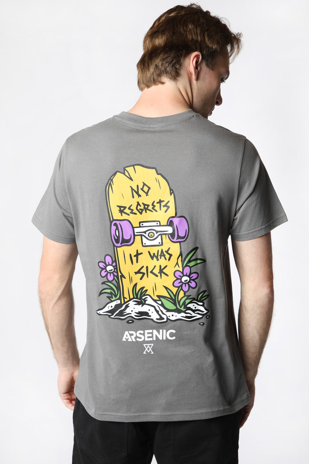 T-Shirt Imprimé No Regrets Arsenic Homme Gris fonce